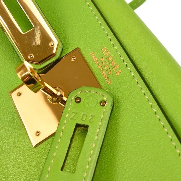 Hermes Kelly Handbag Green Gulliver With Gold Hardware Green Leather Handbag - Picture 4 of 10